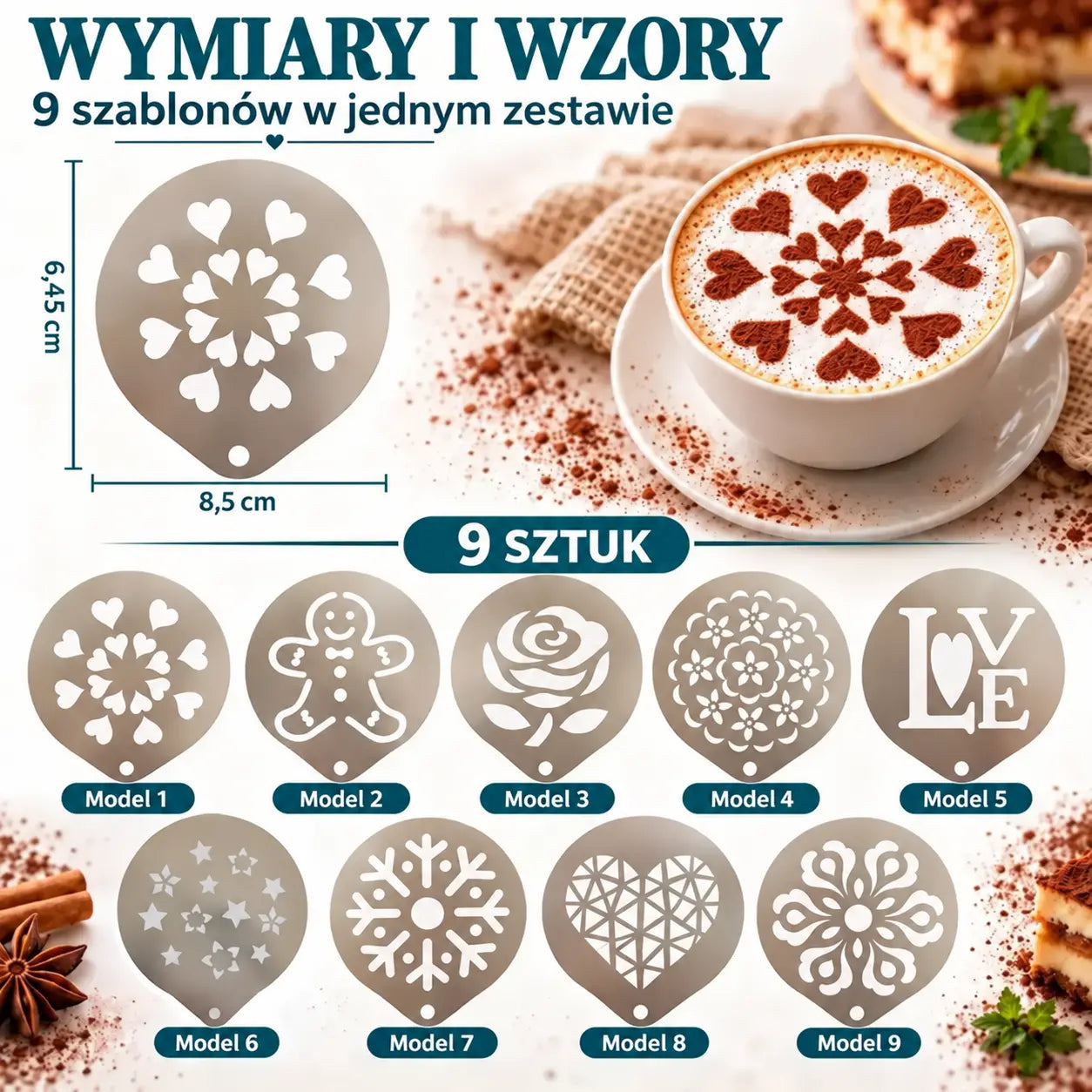 Forma do kawy latte art ze stali nierdzewnej