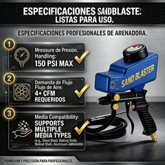 🔫✨ Pistola de chorro de arena portátil con alimentación por gravedad – para óxido, grabado y desbarbado