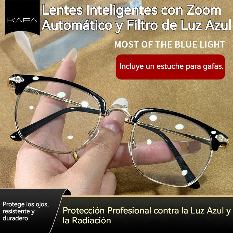 🎁 Regalo: Estuche Retro Cabeza de Ciervo👓 Lentes Inteligentes con Zoom Automático y Filtro de Luz Azul 🔥✨
