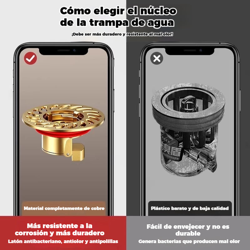 🔥¡Compra 1 y llévate 1 GRATIS!（2 piezas）🔥 Desagüe universal de latón para suelo con núcleo desodorizante antiolor 🚿✨