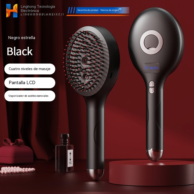 💆‍♀️Peine eléctrico de masaje con luz roja, peine para desenredar y alisar el cabello con aceite de masaje.