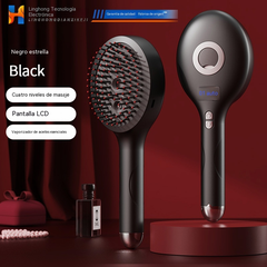 💆‍♀️Peine eléctrico de masaje con luz roja, peine para desenredar y alisar el cabello con aceite de masaje.