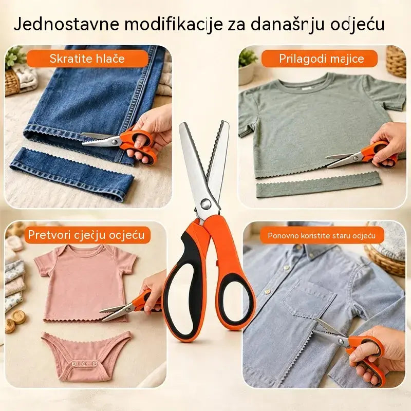 👗✂️ Krojačke škare s ukrasnim rubom – Profesionalni cik-cak i valoviti rez | Savršene za tkanine, patchwork i „uradi sam” projekte