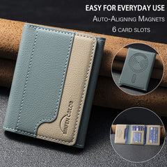 Cartera magnética tríptico con tarjetero, tarjetero universal para teléfono móvil con ventosa en la parte posterior.