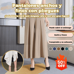 ✨【Tallas M-5XL】Pantalón Falda Moda Mujer, Pierna Ancha y Diseño Drapeado