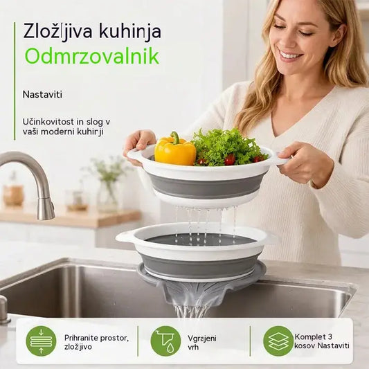 📢📢 1 komplet za 27 evrov ⏰ Komplet 3 zložljivih cedil z odcejalnim podstavkom