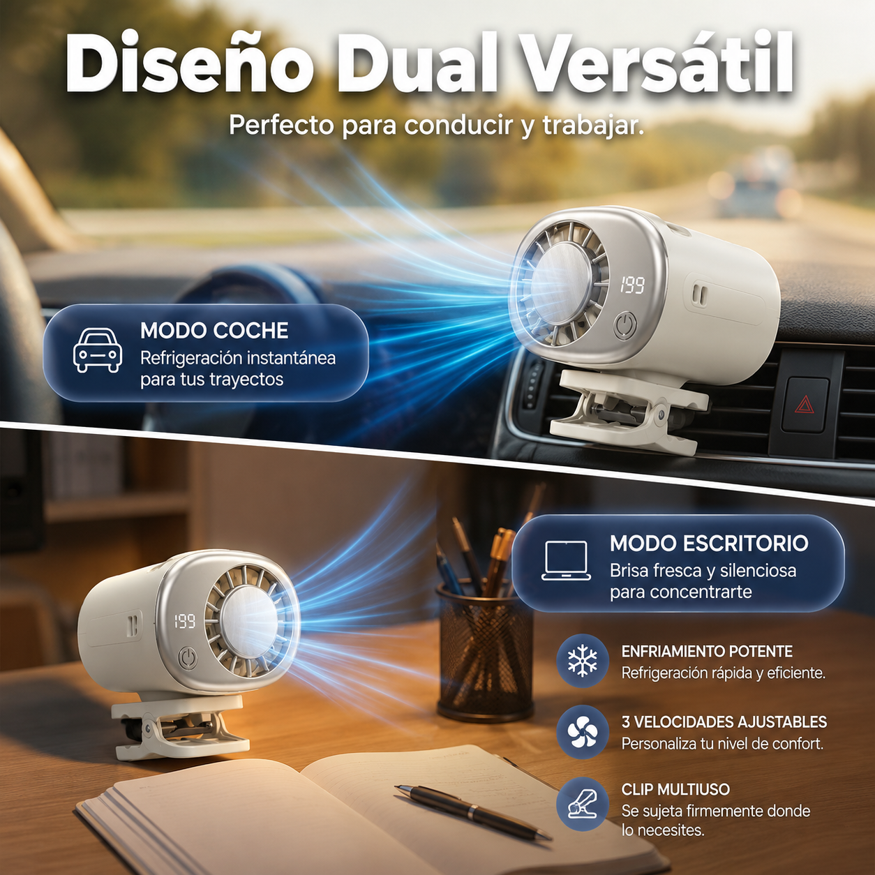 🔥¡OFERTA ESPECIAL! 50% DE DESCUENTO🔥 Ventilador personal manos libres con pantalla LED