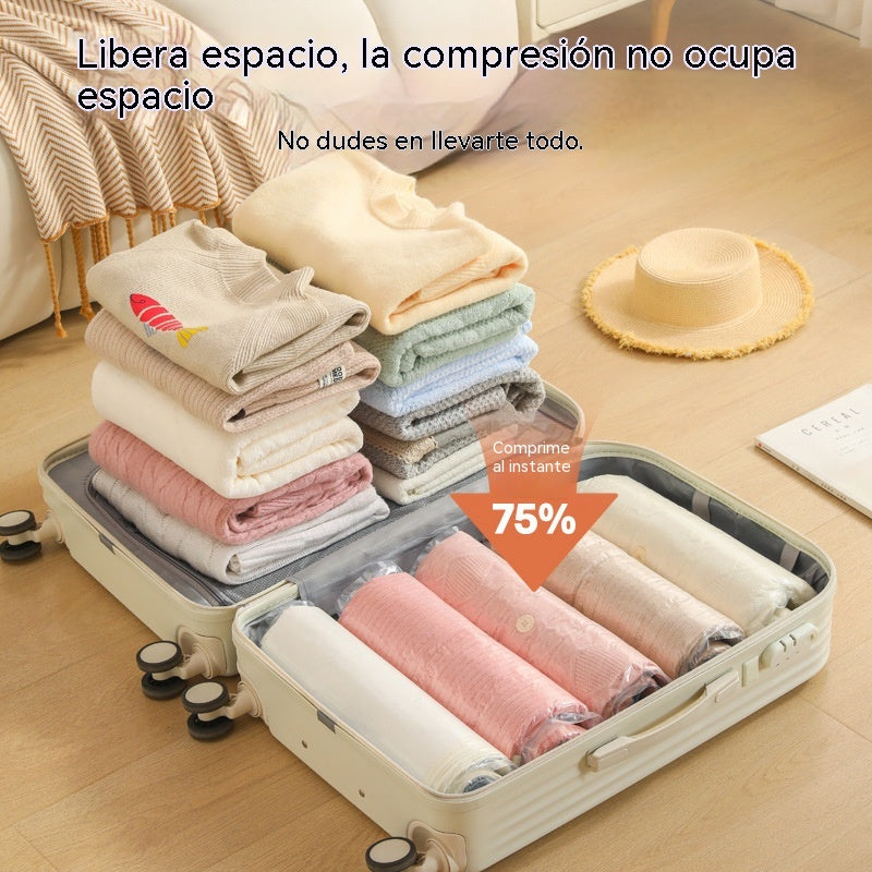 🧳【Juego de 10 piezas】💨 Bolsa de almacenamiento al vacío grande y compresible: no requiere bomba, es a prueba de fugas e ideal para ahorrar espacio en maletas y en casa ✈️