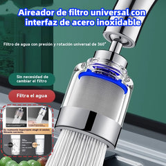 🔥💦 【Compra 1, Llévate 1 Gratis】Purificador de agua para grifo giratorio 360° (Conector de acero inoxidable)