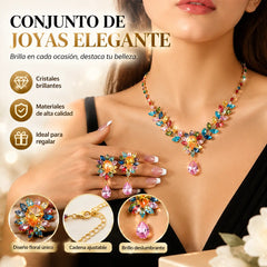 🎉 ¡Oferta 2026! ¡Más de 54.000 unidades vendidas! 🌸 Conjunto de collar floral informal para mujer: cristales, microengaste y pendientes a juego 💎