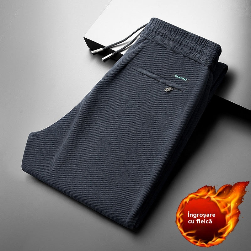 👖【L-5XL】Terciopelo de otoño e invierno más pantalones deportivos de terciopelo para hombre, pantalones casuales sueltos