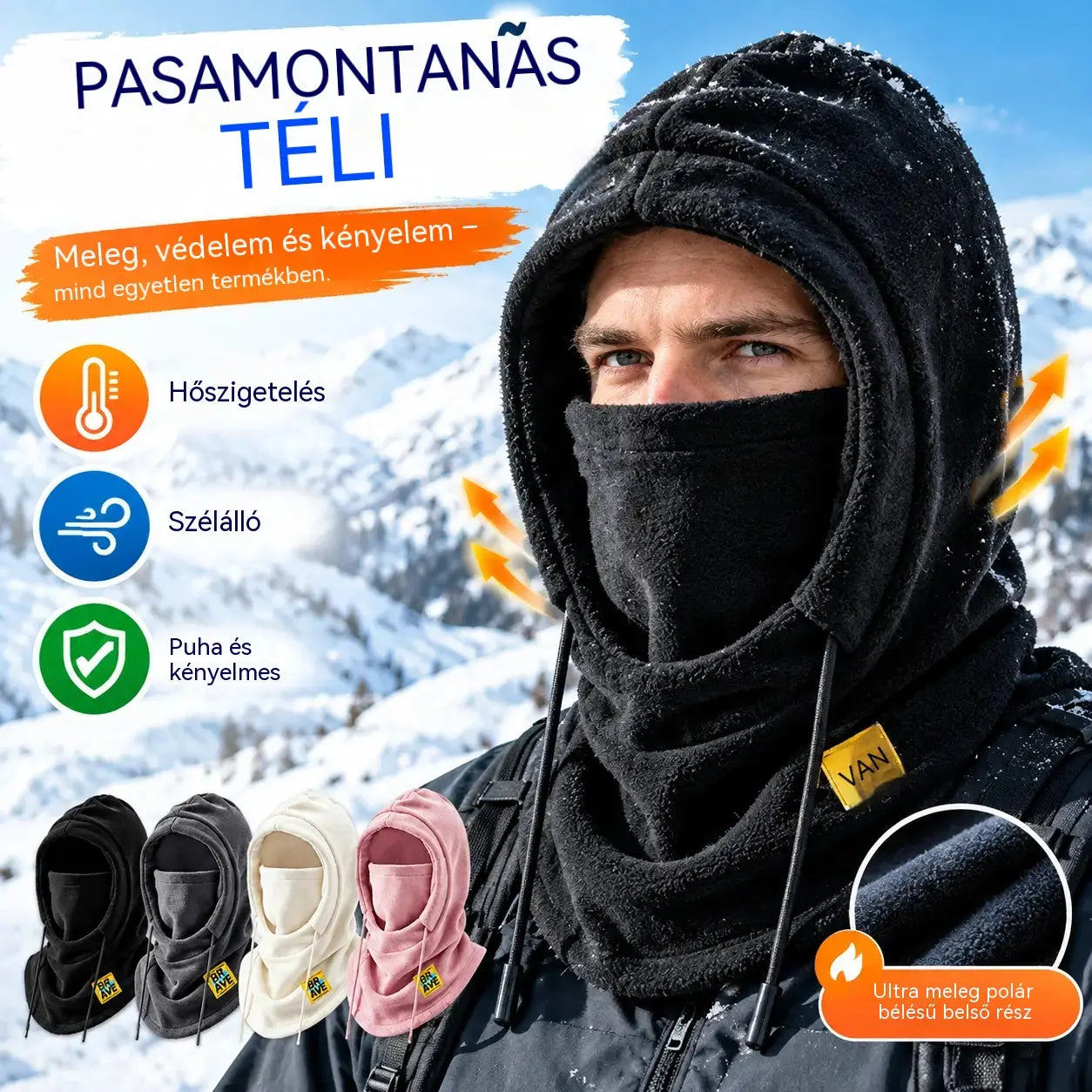 🔥【Vásárolj 1-et, kapsz 1-et ingyen】❄️ Teljes takarást biztosító, polárbéléses termikus sapka, amely akár -20 Celsius-fokig is melegen tart. ⛷️ Ideális síeléshez, motorozáshoz és szabadtéri tevékenységekhez.