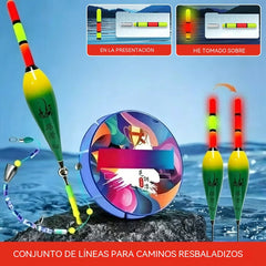 Set de pesca con flotador autoajustable | Lanzamiento largo, detección automática de profundidad, señal de picada con cambio de color