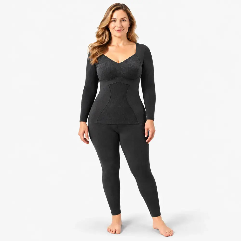 【M-2XL】Conjunto de ropa interior térmica de invierno para mujer: aislante, grueso, con inserciones, de calentamiento rápido, para otoño e invierno.