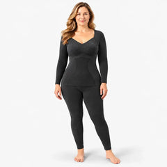 【M-2XL】Conjunto de ropa interior térmica de invierno para mujer: aislante, grueso, con inserciones, de calentamiento rápido, para otoño e invierno.