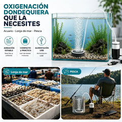 🐟🔇 Bomba de aire para pecera USB ultra silenciosa – Oxigenador portátil recargable para acuarios y pesca 🎣
