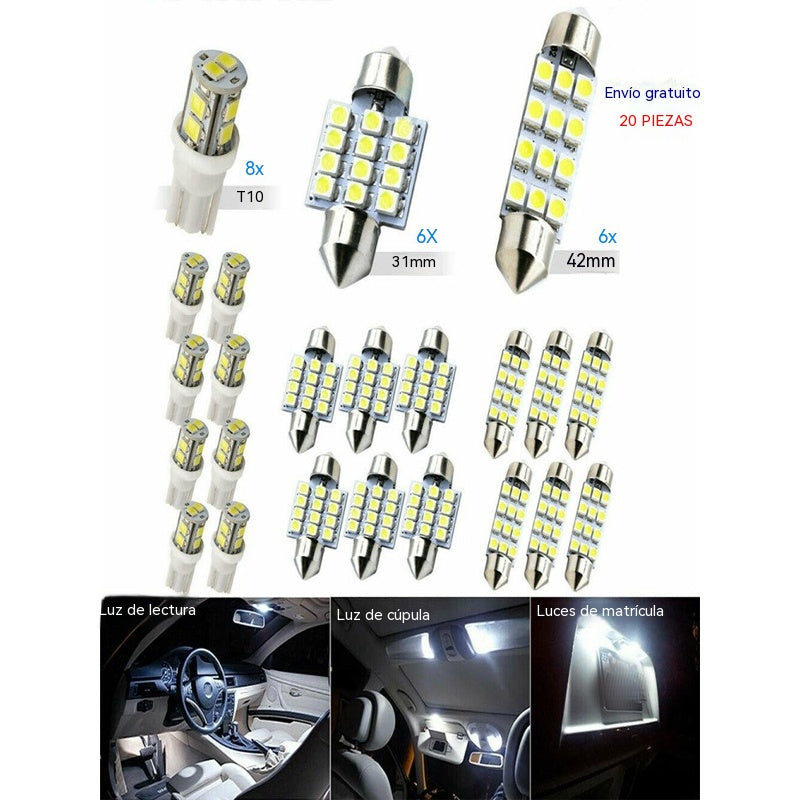 【20 piezas】🚗✨ Kit Universal de Luces LED para Interior de Auto | Súper Brillantes y Fácil Instalación 💡🔥