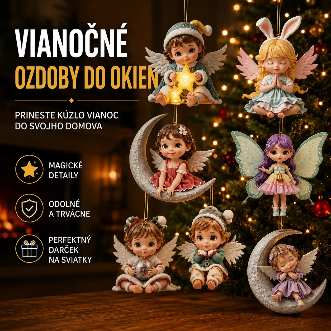 🎁【10/20 kusov】Drevený anjelik - vianočná dekorácia do domácnosti