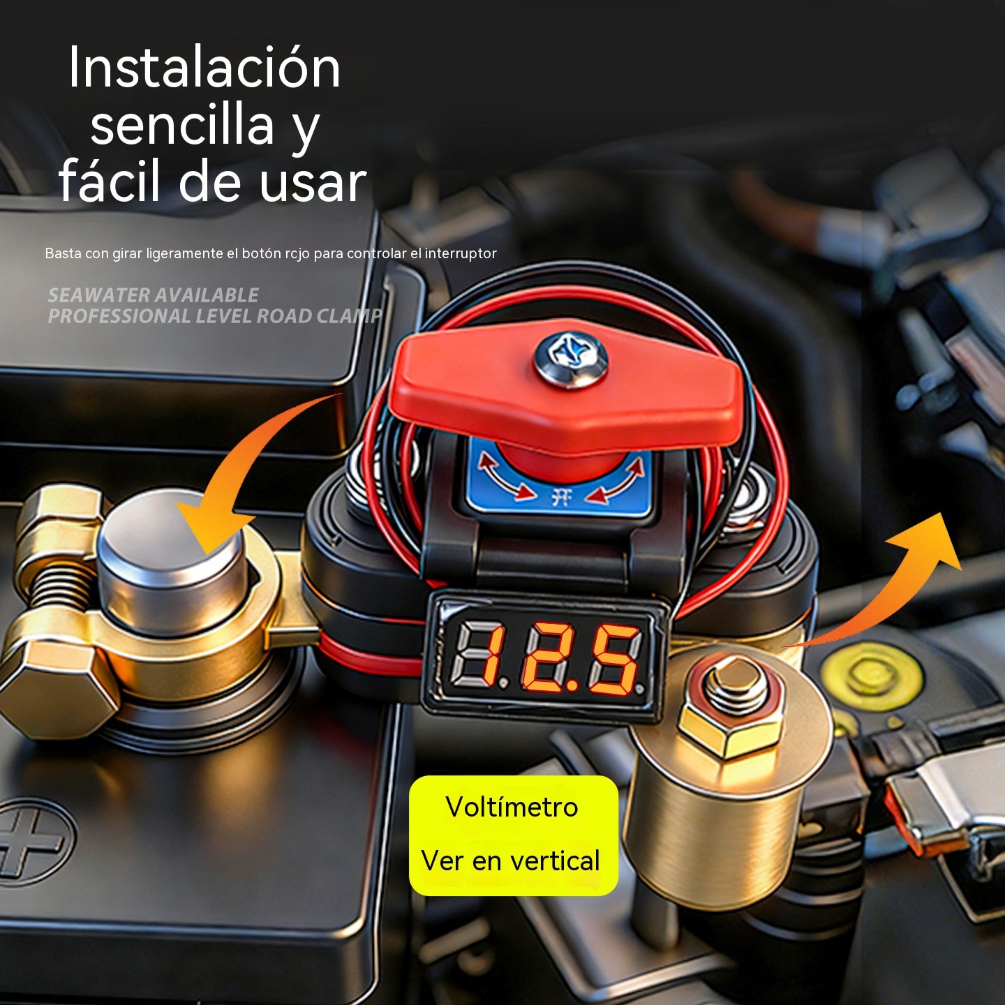 👍👍Interruptor de desconexión de batería giratorio universal de 360° para automóviles. Nuevo interruptor de desconexión de batería de latón de alta potencia con protección contra fugas.