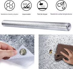 【60cm*10m】🛡️ Lámina Adhesiva de Aluminio Removible – Antigrasa, Resistente al Calor y Fácil de Limpiar