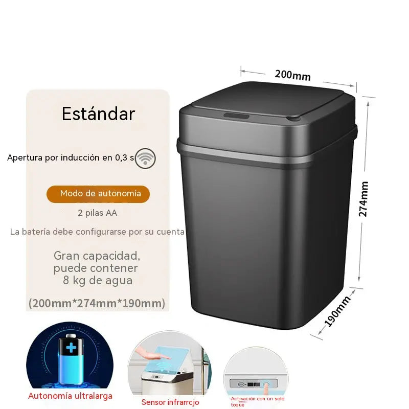Papelera inteligente con sensor para uso doméstico