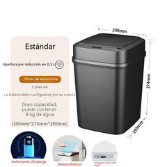 Papelera inteligente con sensor para uso doméstico