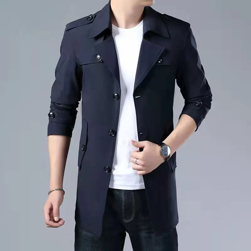 🔥【Especiales de otoño】【40-90 kg】Chaqueta cortavientos de estilo ejecutivo de longitud media