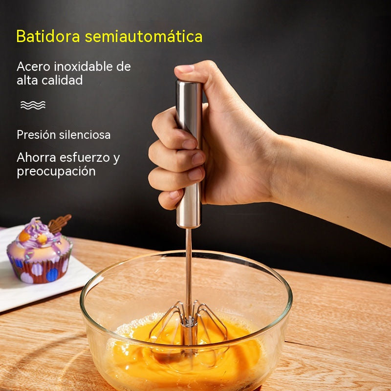 🔥【Compra uno y llévate otro gratis】✨Batidor de huevos semiautomático de acero inoxidable
