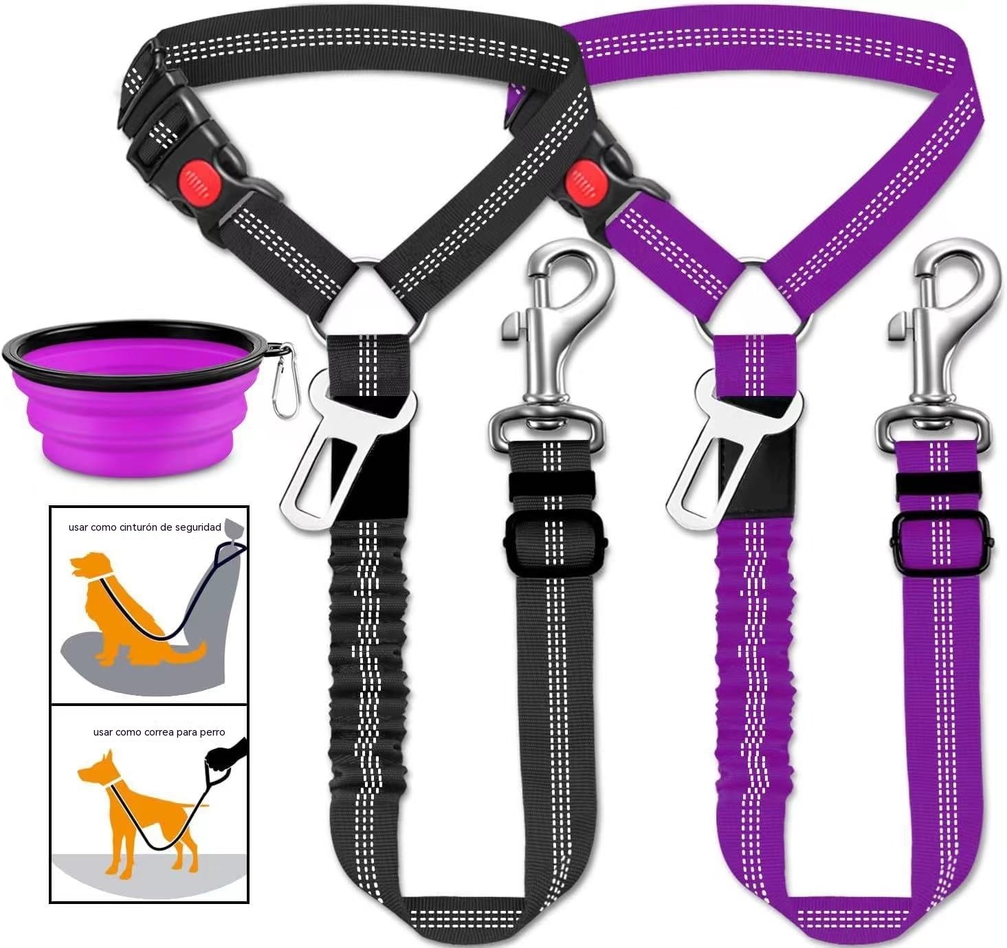🐶🐕【2 pieza 26 euros】 Cinturón de seguridad para perros y correa para pasear (2 en 1)