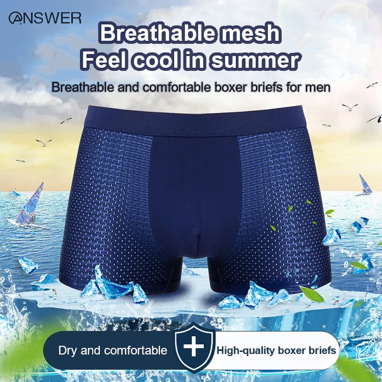 4 piezas （L-4XL）🔥2026 Nuevos calzoncillos bóxer de seda helada para hombre, modal, talla grande, con malla antibacteriana
