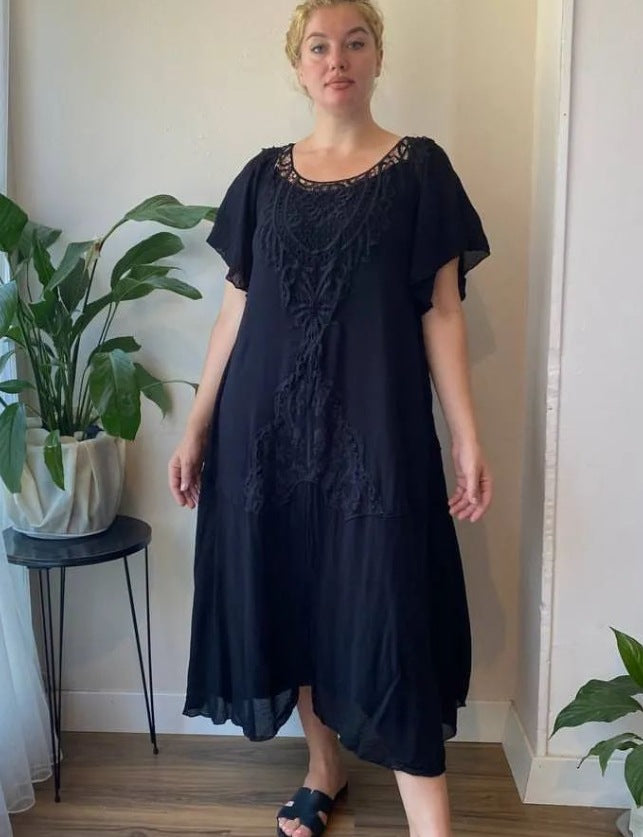 🌼🌼【S-5XL】👗2025 Nuevo vestido de mujer de encaje suelto de talla grande