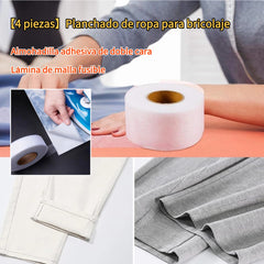 💟【4 piezas】Planchado de ropa para bricolaje, almohadilla adhesiva de doble cara, lámina de malla fusible