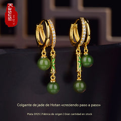 🏆【🔥Venta caliente】🎀Pendientes con forma de bambú, pendientes verdes de alta gama.