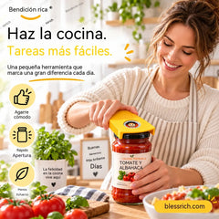 🥳Compra uno y llévate otro gratis🥳✅¡Más de 50.000 unidades vendidas! Abrelatas multifuncional: abre 6 tipos de tapas; cuenta con un diseño antideslizante y un agarre cómodo.