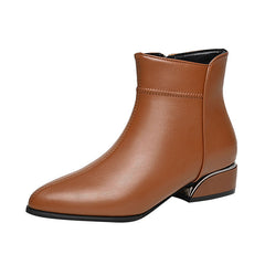 🔥【30% de descuento último día】Botas de cuero con cremallera lateral y tacón medio de nuevo estilo 2025