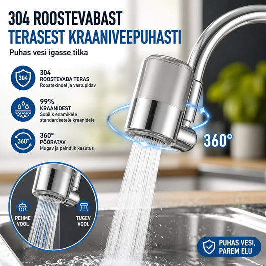 💧✨ 304 roostevabast terasest kraaniveefilter | Sügavpuhastus, eemaldab sette ja lõhnad, kiire paigaldus, ühildub 99% kraanidega 🚰