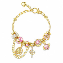 ✨Pulsera de cuentas de la Virgen María - Cadena de hueso de serpiente bicolor en oro y plata