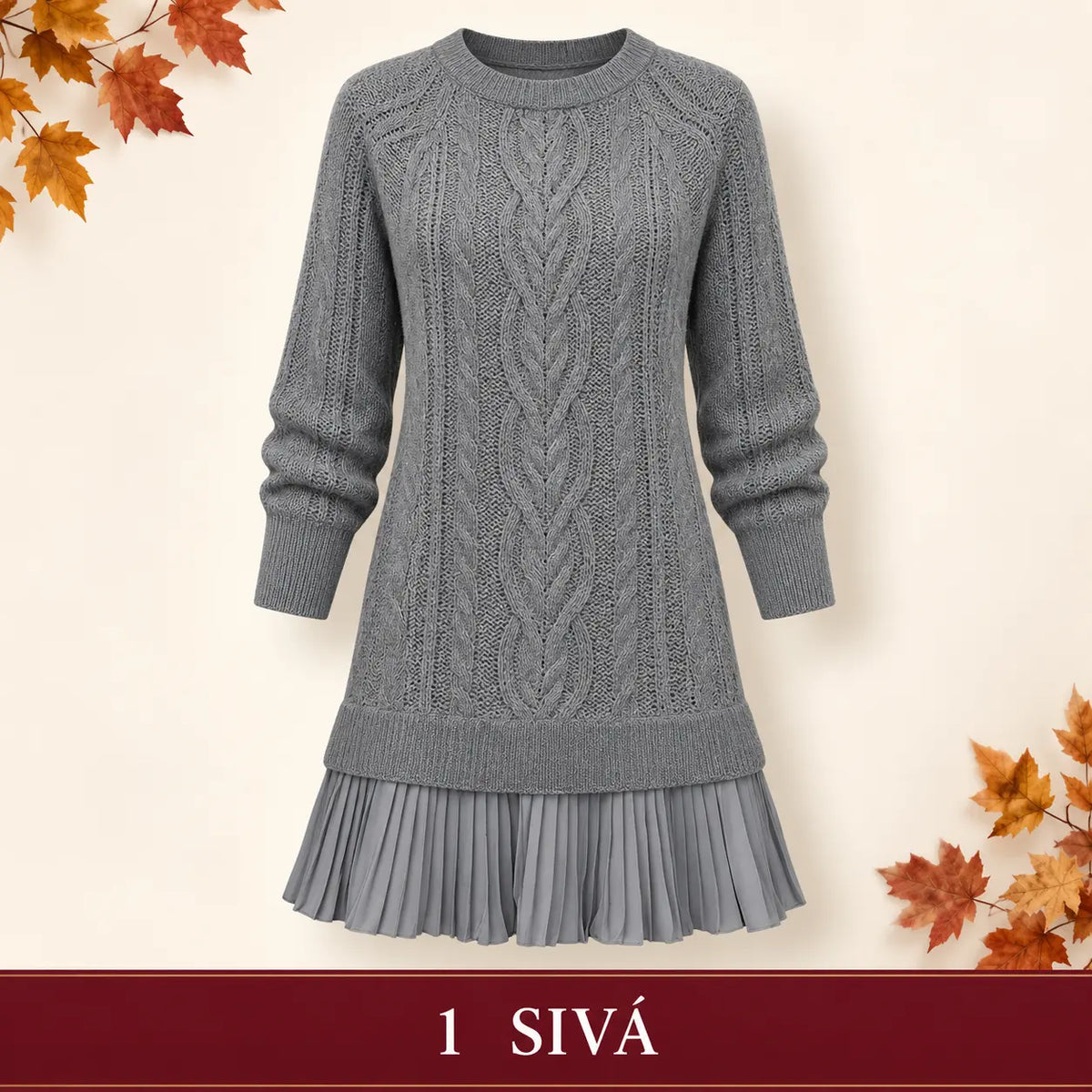 🧶 Elegantné pletené šaty s plisovaným lemom — pohodlný štýl na chladnejšie dni, dostupné vo veľkostiach S–3XL.