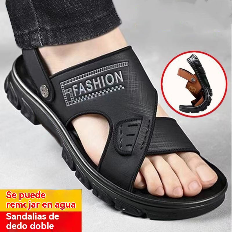 🐂【Compra 1 y llévate 1 gratis】【38-47】Nuevas sandalias de playa de cuero con suela gruesa para hombre