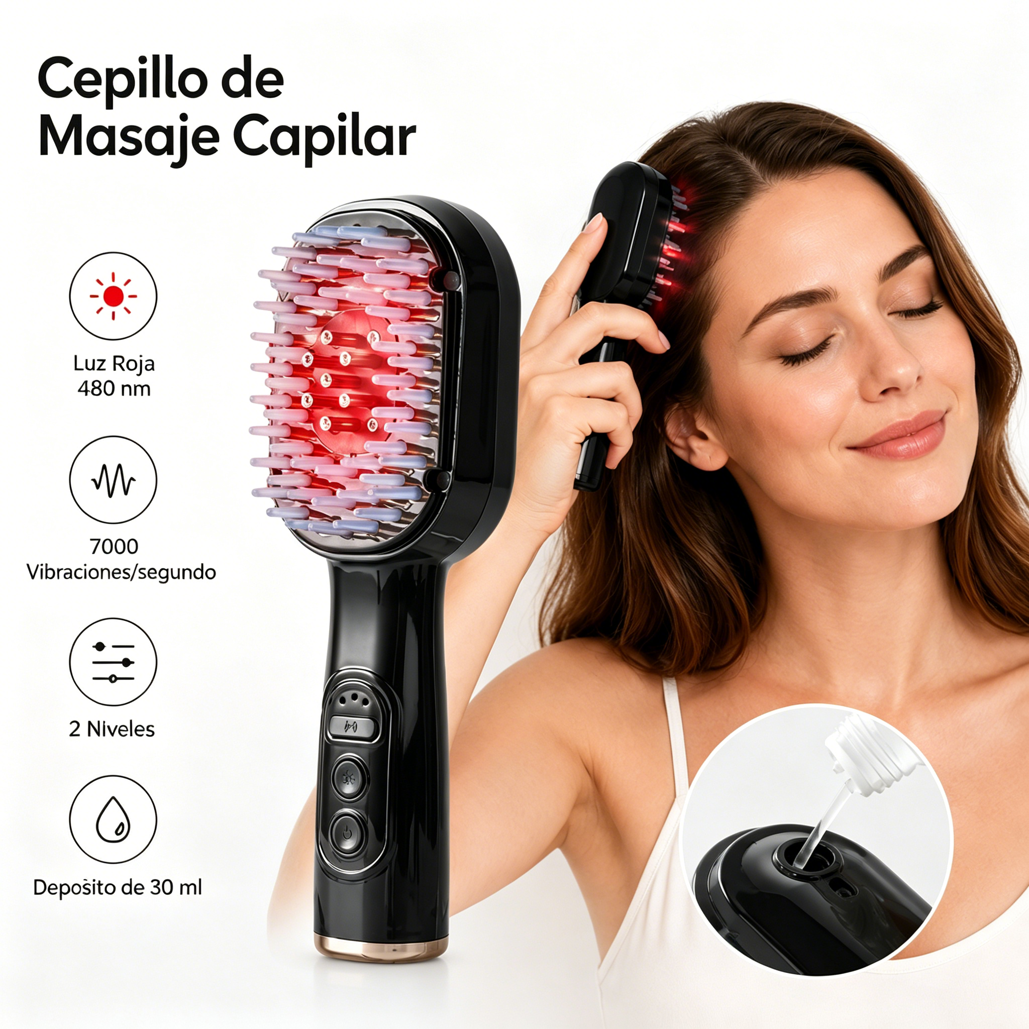 💆‍♀️Peine masajeador del cuero cabelludo, aplicador multifuncional de aceites esenciales y dispositivo para el crecimiento del cabello.