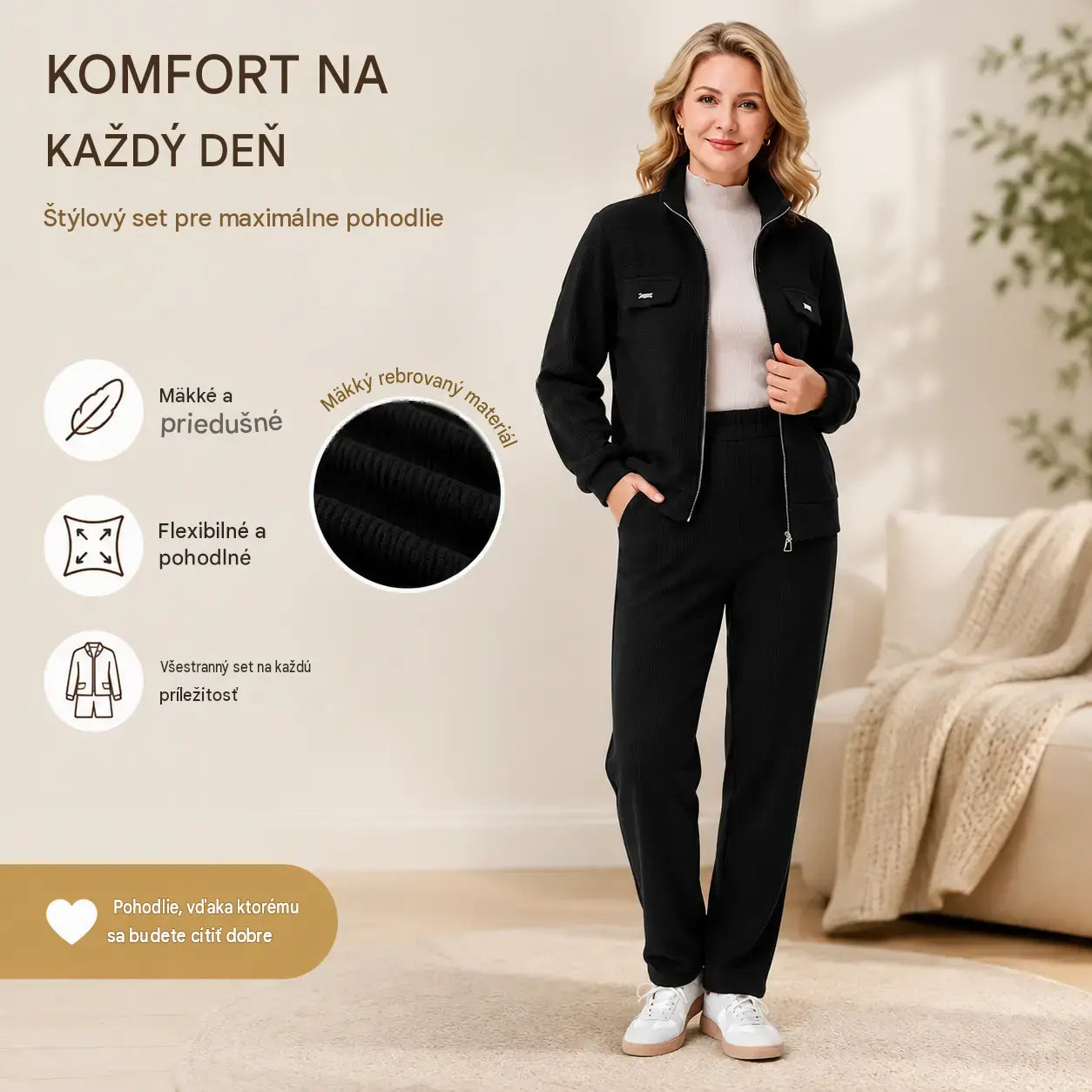 🔴💥【M-4XL】Dámsky ležérny zamatový oblek s výraznými prvkami (sako + nohavice)