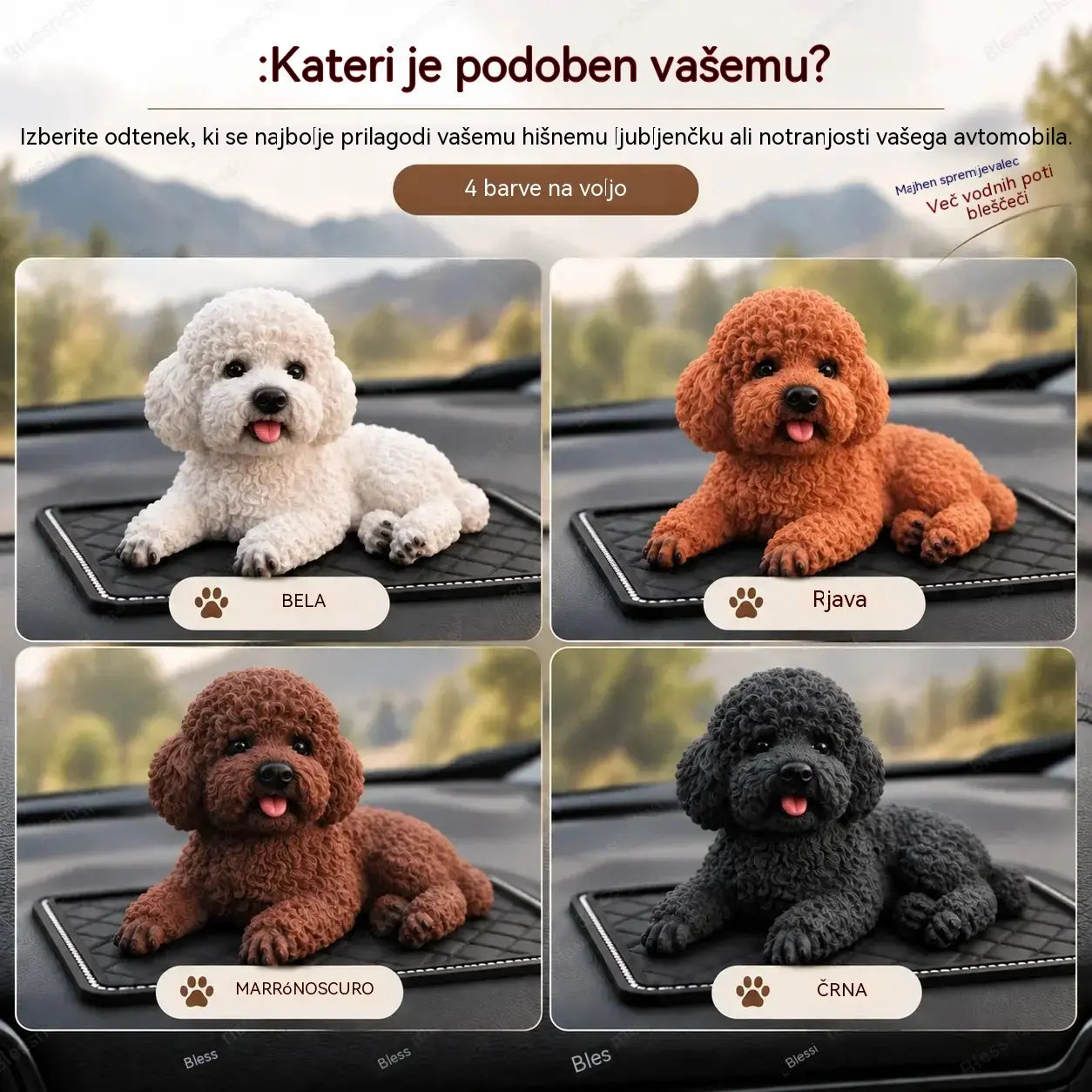 🐶✨ Okrasek za avto v obliki kodrasta: najljubša popestritev armaturne plošče