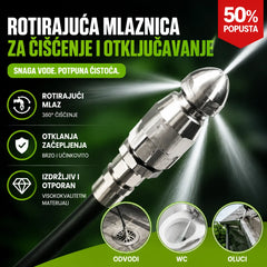 🛠️Visokotlačna mlaznica od nehrđajućeg čelika s brzim umetanjem od 1/4 sprijeda i šest stražnjih mlaznica za čišćenje i odčepljivanje odvodnih cijevi