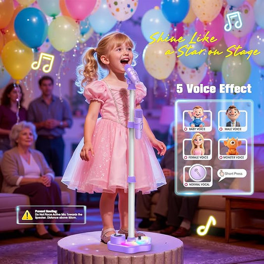 💥Juego de micrófono, juego de máquina de karaoke con luz
