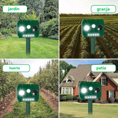 🔥Oferta especial🔥Repelente ultrasónico de aves para exteriores con energía solar, dos bocinas y luces intermitentes