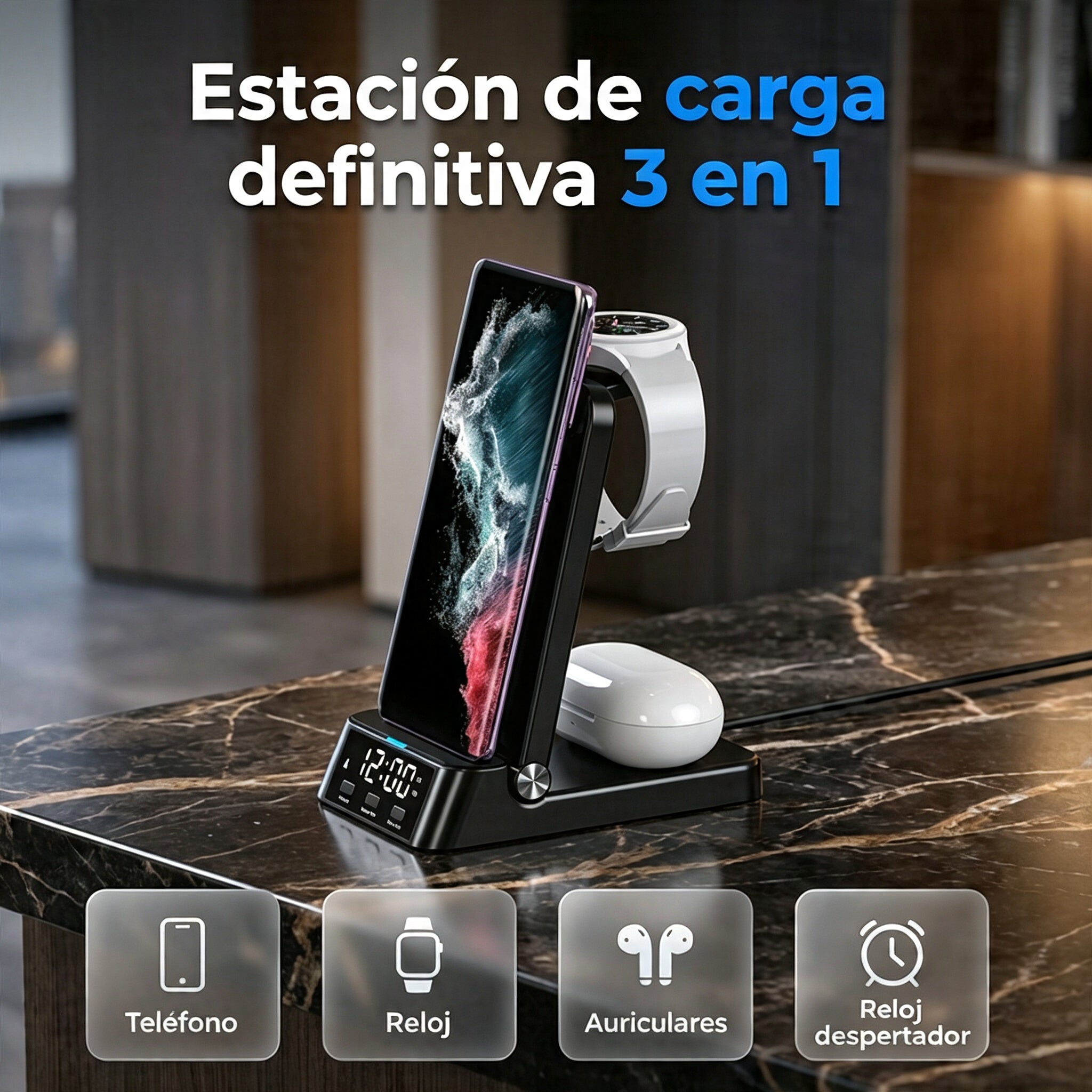 ⏳🔥¡50% DE DESCUENTO POR TIEMPO LIMITADO! 🌈Soporte de carga inalámbrica rápida 3 en 1