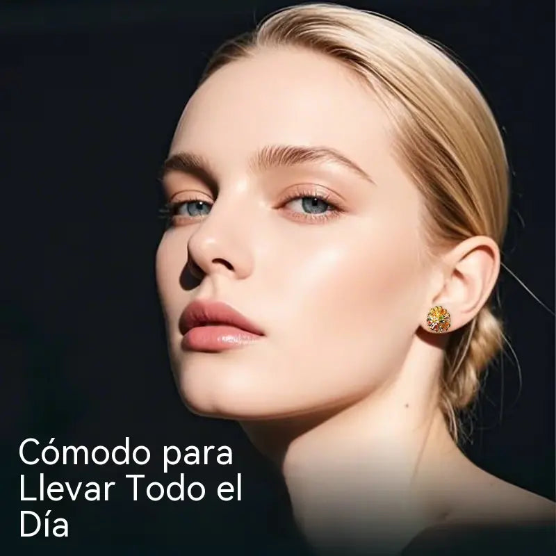 ✨ ✨ Pendientes de botón con diseño de fuegos artificiales de colores – Circonita cúbica, chapados en oro de 18 quilates, festivos 🎆