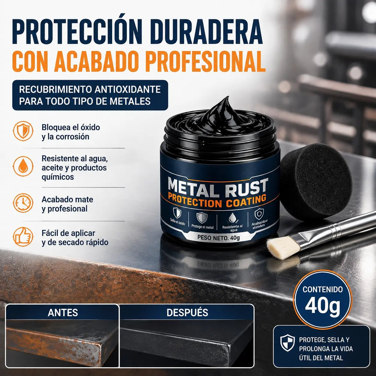 【2 botellas por 26 euros】Pasta reparadora negra anticorrosiva para metales.