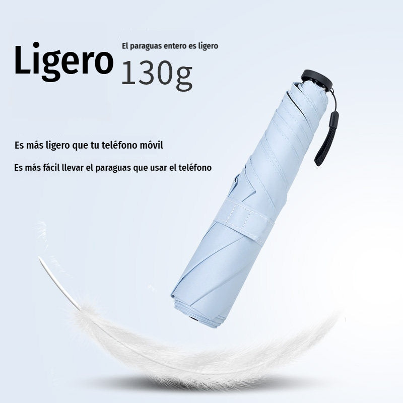 ☂️🌞 Paraguas ultraligero para todo clima – Revestimiento nano negro UPF50+ (protección UV) y alta resistencia al viento