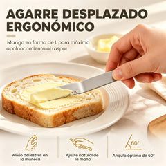 🧀【¡Compra uno, consigue uno gratis!】✨ Cuchillo de Mantequilla 3 en 1 de Acero Inoxidable 304 | Untador y Serrado para Queso, Pan y Tarta | Profesional 🔪